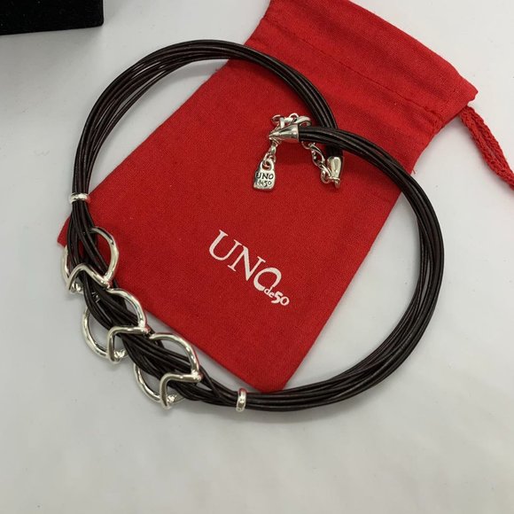 UNO de 50 STEPBYSTEP BRACELET + STEPS Necklace  Brown Leather Strips - Picture 15 of 17